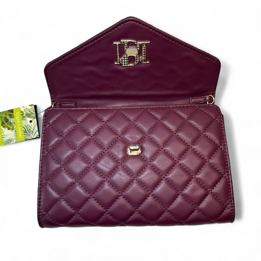 Badgley Mischka Diamond Quilt Convertible Crossbody - Plum/Burgundy - Picture 7 of 16